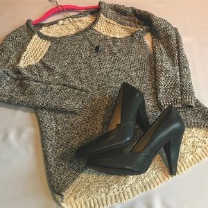 🍂 Pink Rose Grey & Beige Sweater 🍂